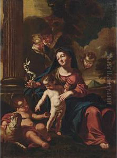 Madonna Col Bambino E San Giovannino Oil Painting by Bartolomeo Schedoni