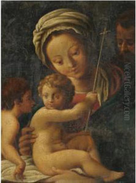 The Holy Family With The Infant Saint John The Baptist Oil Painting by Bartolomeo Schedoni