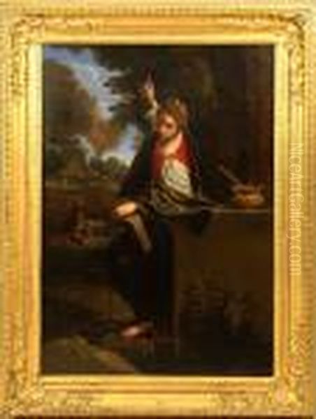 Schidone - Full Length Portrait Of St. Margaret Of Antioch Oil Painting by Bartolomeo Schedoni