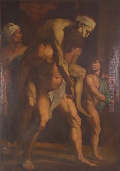 La Fuga Di Enea Da Troia Oil Painting by Bartolomeo Schedoni