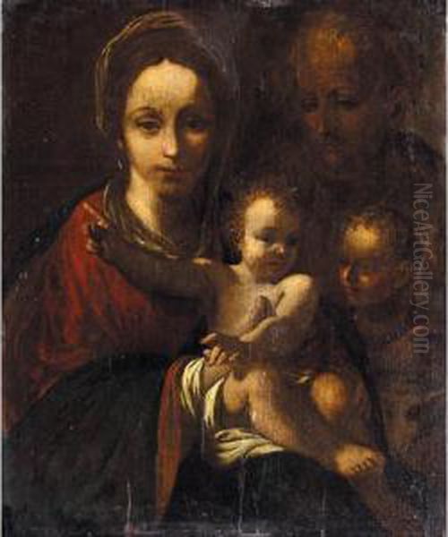 The Holy Family With Saint John The Baptist Oil Painting by Bartolomeo Schedoni