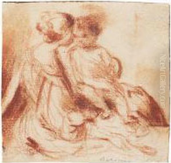 Study Of A Seated Woman With A Child In Her Lap Oil Painting by Bartolomeo Schedoni