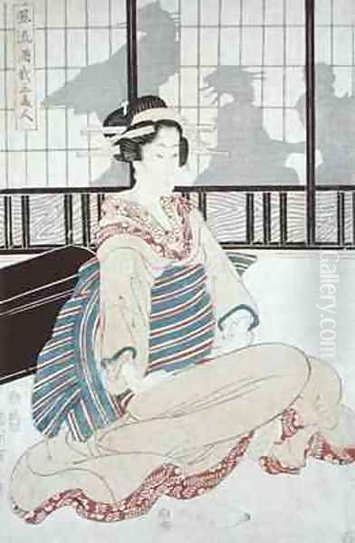 Seated Courtesan Oil Painting by Kikukawa Eizan