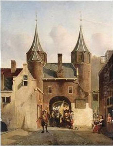 The Town Guard Oil Painting by Hendricus Johannes Scheeres