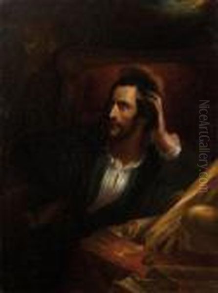 Faust Dans Son Atelier Oil Painting by Ary Scheffer