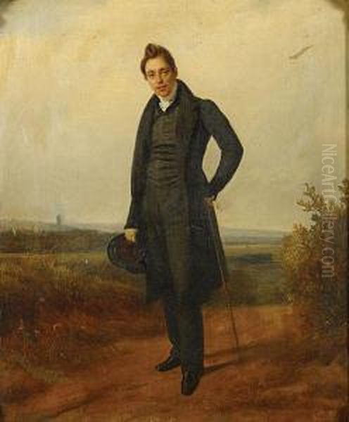 Man In Een Landschap Oil Painting by Ary Scheffer