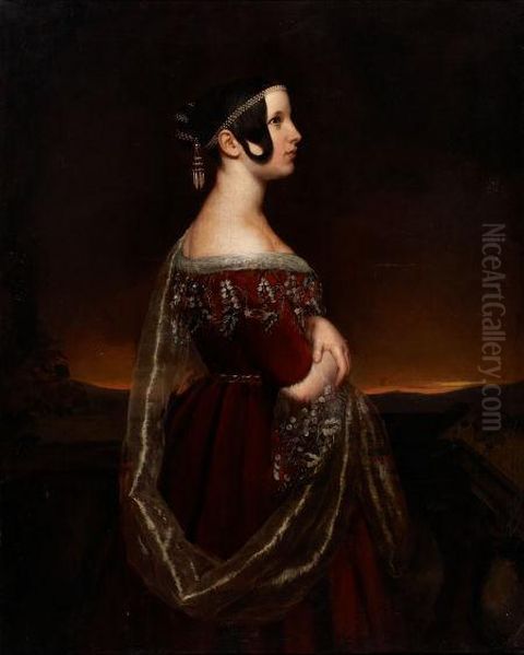 Portrait Of A Lady With Pearls Oil Painting by Ary Scheffer