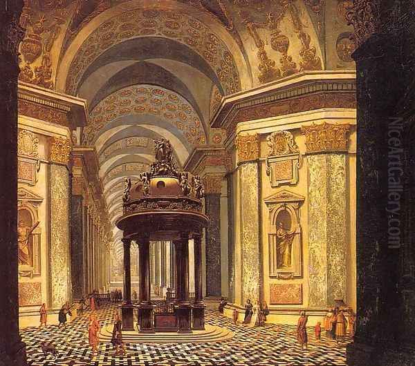 Church Interior 1665 Oil Painting by Wilhelm Schubert van Ehrenberg