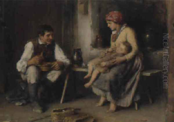 Family Oil Painting by Franciszek Ejsmond