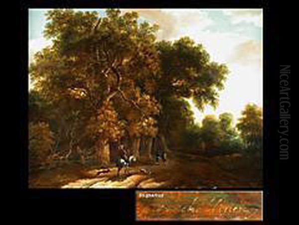 Eichenwald-landschaft Mit Reitendem Oil Painting by Willem Schellinks