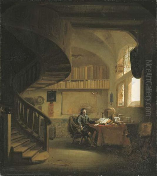 The Interior Of A Study Oil Painting by Willem Schellinks