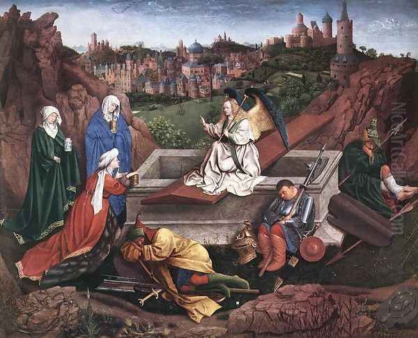 The Three Marys at the Tomb Oil Painting by Hubert van Eyck