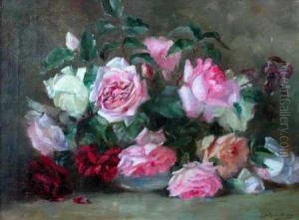 Still Life, Roses Oil Painting by Jan Hendrik Scheltema