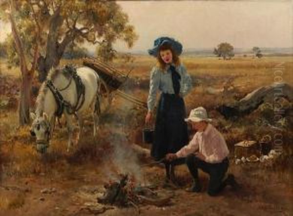 Boiling The Billy Oil Painting by Jan Hendrik Scheltema