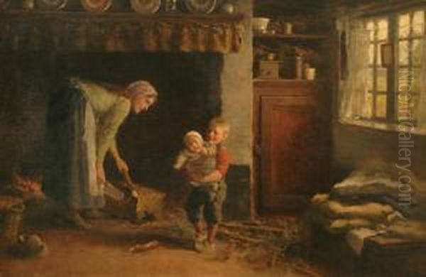 Kitchen Interior Scene Oil Painting by Jan Hendrik Scheltema