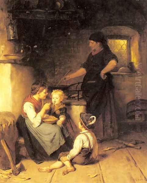 Feeding the Baby Oil Painting by Rudolf Epp