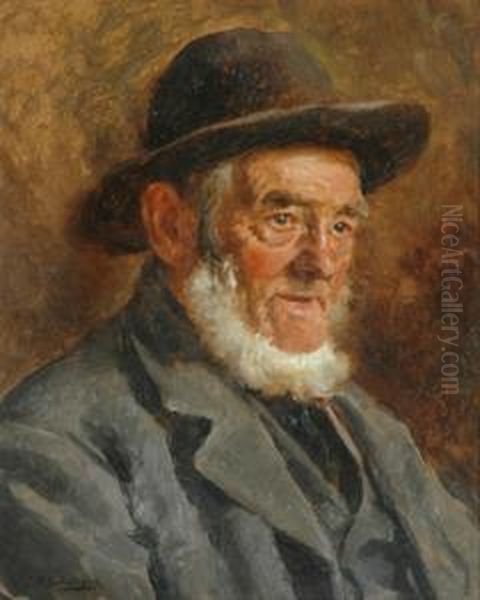 Portrait Of An Elderly Man Oil Painting by Jan Hendrik Scheltema