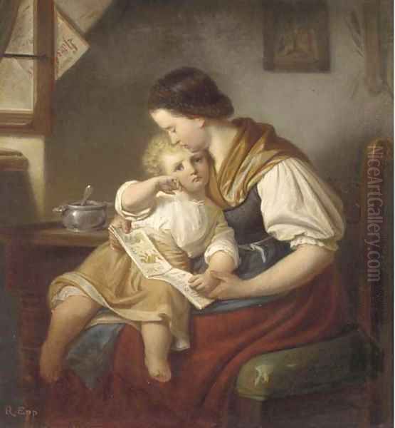 The first lesson Oil Painting by Rudolf Epp