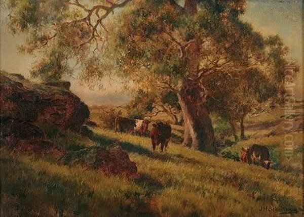 Cattle Grazing Oil Painting by Jan Hendrik Scheltema