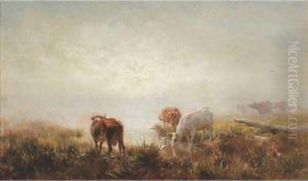 Landscape With Cattle Oil Painting by Jan Hendrik Scheltema