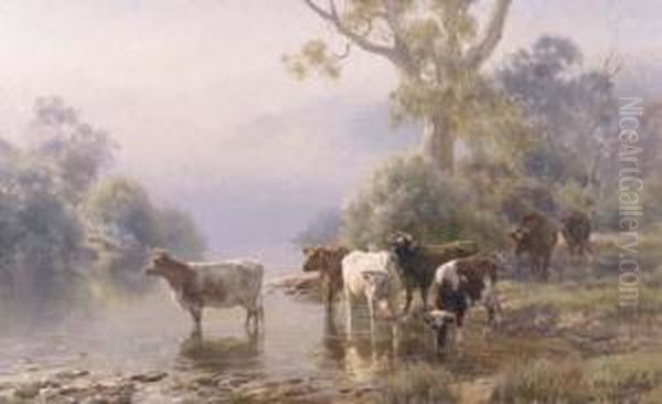 On The Buffalo River, Victoria Oil Painting by Jan Hendrik Scheltema