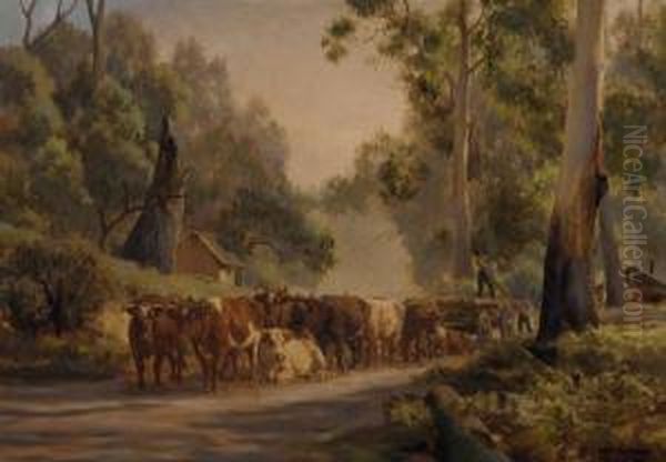 The Bullock Team Oil Painting by Jan Hendrik Scheltema