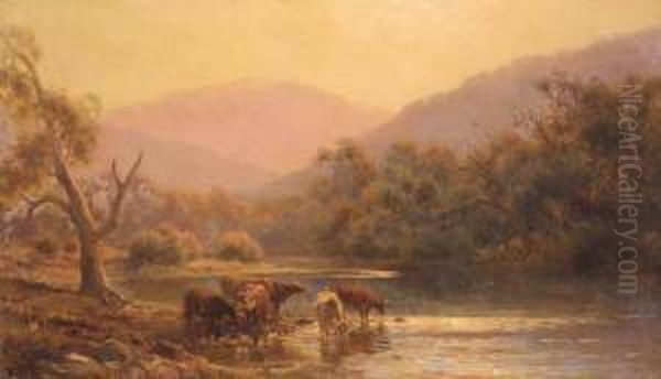 Hazy Afternoon - Mitta Mitta River Oil Painting by Jan Hendrik Scheltema