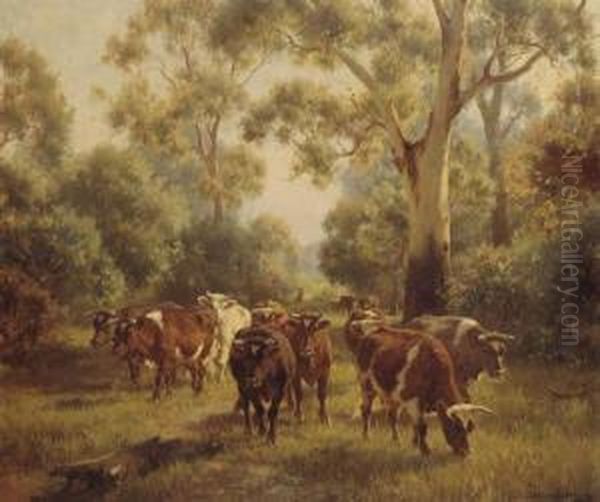 Cows Oil Painting by Jan Hendrik Scheltema