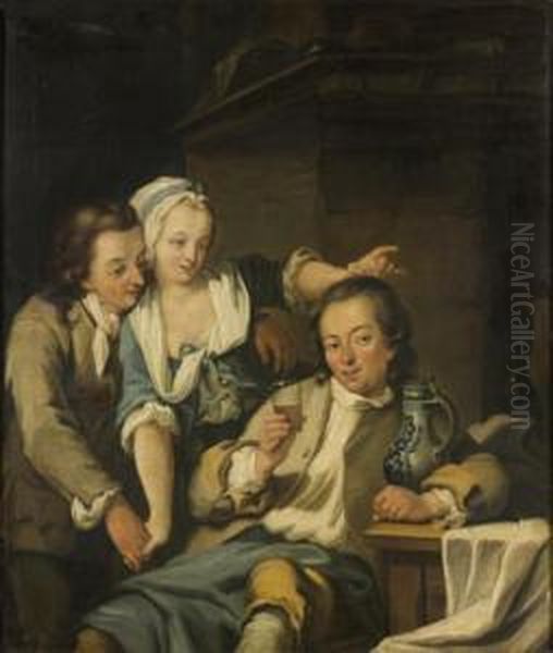 Les Jeunes Buveurs Oil Painting by Johann Eleazar Schenau