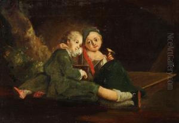 Umkreis - Zwei Sich Umfassende Kinder Oil Painting by Johann Eleazar Schenau