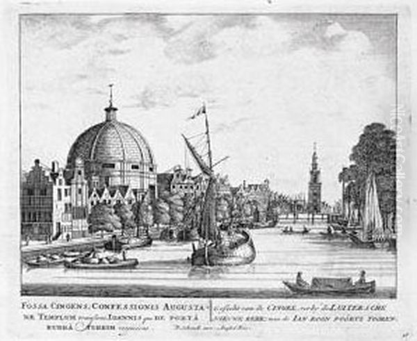 Afbeeldinge Der Voornaamste Gebouwen Van Amsterdam. 
Amsterdam: Barent Greve, S.d., [circa 1700] Oil Painting by Pieter I Schenck