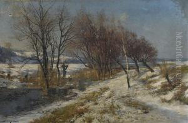 Winterlandschaft Oil Painting by Jacques Matthias Schenker