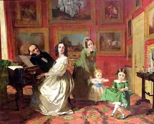 The Rev and Mrs Palmer Lovell with their daughters Georgina and Christina Oil Painting by Augustus Leopold Egg