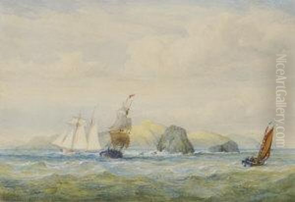 The Bull, Cow And Calf, Kenmare Bay Oil Painting by John Christian Schetky