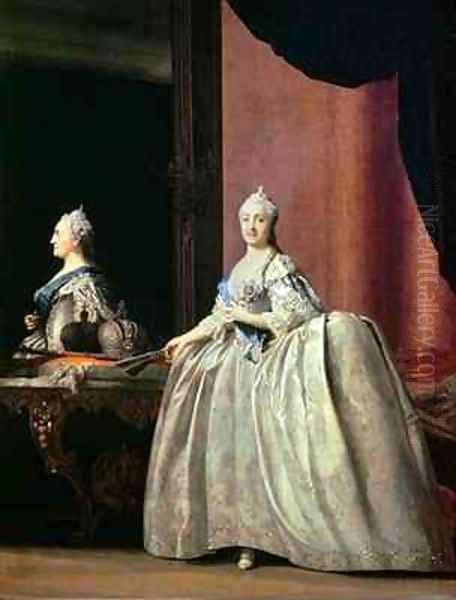 Empress Catherine II before the mirror Oil Painting by Vigilius Erichsen