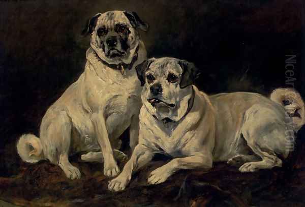 Pugs Oil Painting by John Emms