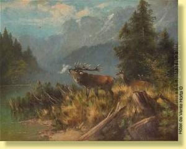 Cerf Bramant Oil Painting by Otto Scheuerer