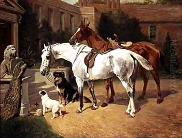 Horses and Dogs Oil Painting by John Emms