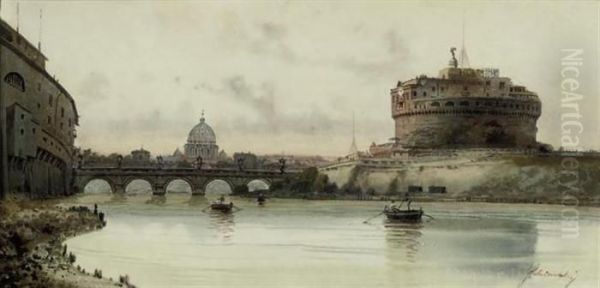 The Castel Sant'angelo, Rome Oil Painting by Federico Schianchi