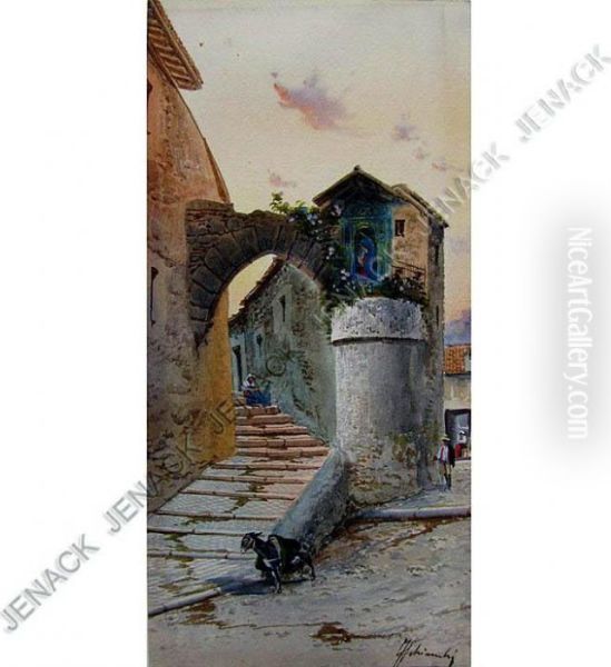 Shrine In Subaraci Near Tivoli Oil Painting by Federico Schianchi