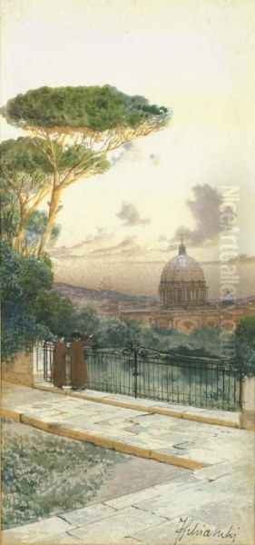 Veduta Di Roma Con San Pietro Oil Painting by Federico Schianchi