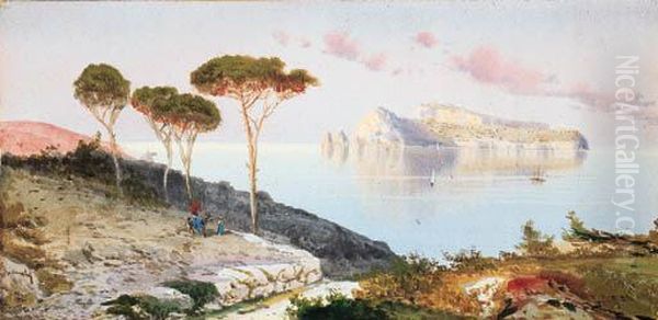 Capri Dalla Costiera Sorrentina Oil Painting by Federico Schianchi