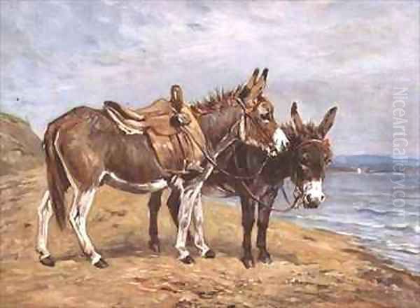 Seaside Donkeys Oil Painting by John Emms