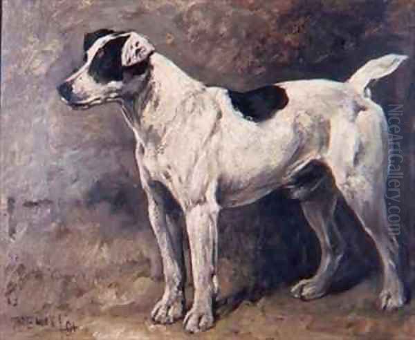 A Jack Russell Oil Painting by John Emms