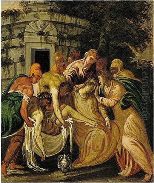 The Entombment Of Christ Oil Painting by Andrea Meldolla Schiavone