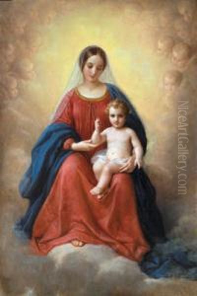 Madonna Col Bambino Oil Painting by Natale Schiavoni