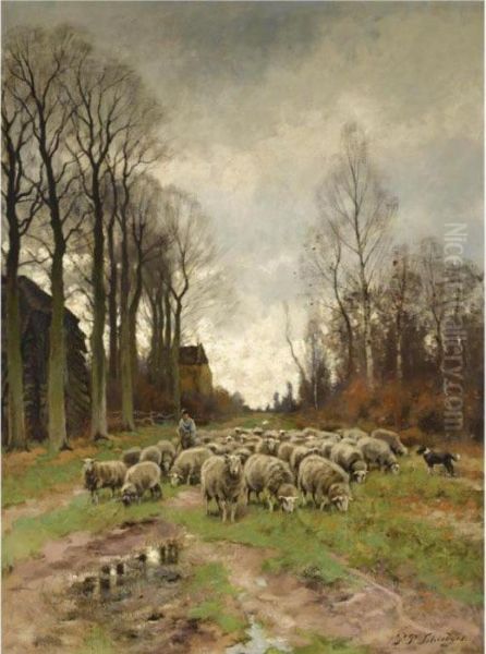 Guarding The Sheep Oil Painting by Petrus Paulus Schiedges