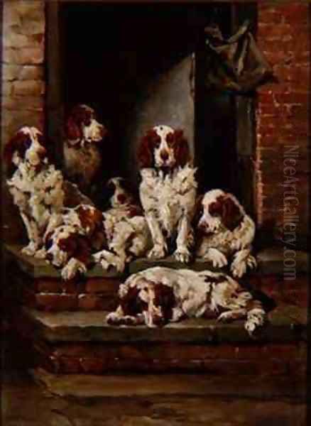 Spaniels Galore Oil Painting by John Emms