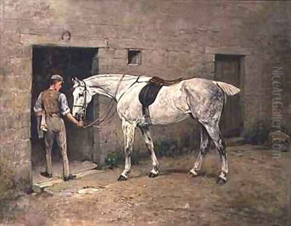 The Dapple Grey and Stable Lad Oil Painting by John Emms