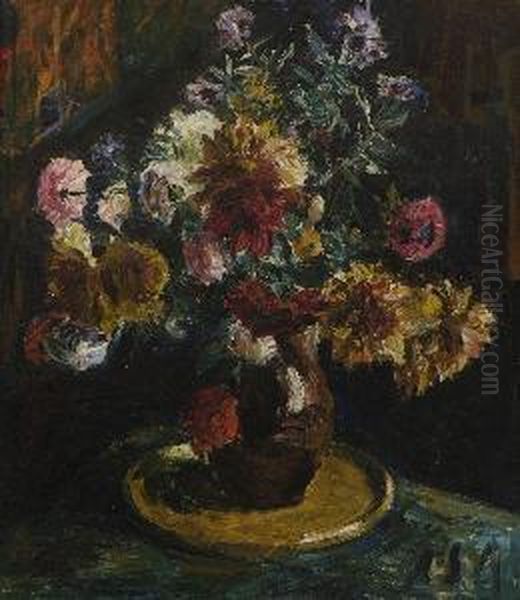 Blumenstillleben. Oil Painting by Albert Schiestl-Arding